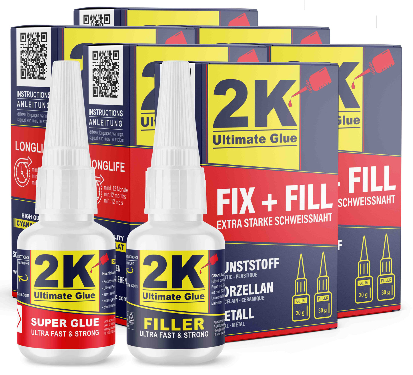 2K ultimate glue FIX + FILL (Profi - 6er Set)