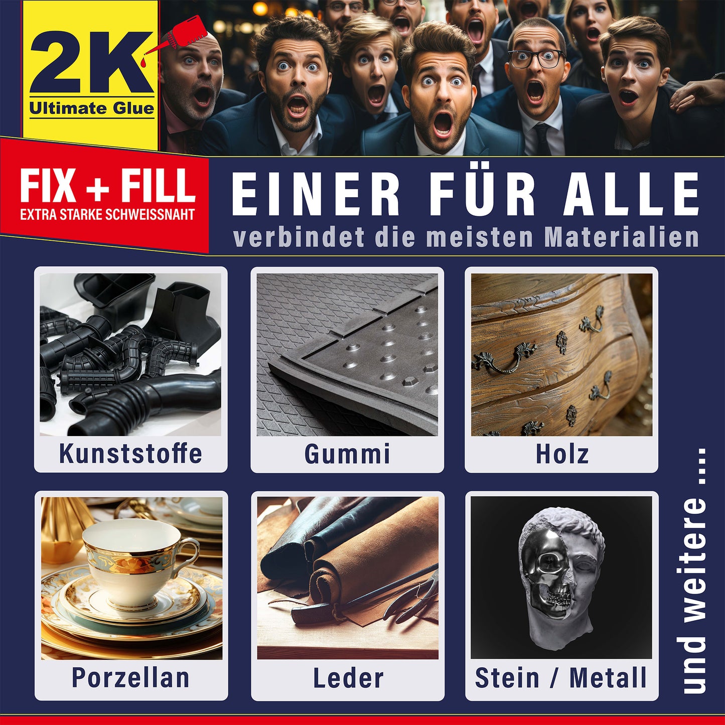 2K ultimate glue FIX + FILL (Profi - 6er Set)